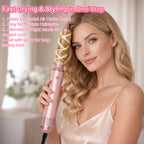 Dryhsip 5 in 1 Hot Air Brush Hair Dryer Styler,Negative Ion Blow Dryer with Curling Wand, Straightener & Volumizer for All Hair Types (Sakura)