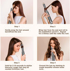 Woman styling long hair with the Dryhsip 5-in-1 Ionic Hair Dryer Brush