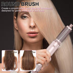 5-in-1 styling kit with drying nozzle smoothing brush curling barrels and round volumizing brush attachments