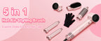 Dryhsip 5 in 1 Hot Air Brush Hair Dryer Styler,Negative Ion Blow Dryer with Curling Wand, Straightener & Volumizer for All Hair Types (Sakura)