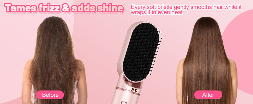 Dryhsip 5 in 1 Hot Air Brush Hair Dryer Styler,Negative Ion Blow Dryer with Curling Wand, Straightener & Volumizer for All Hair Types (Sakura)