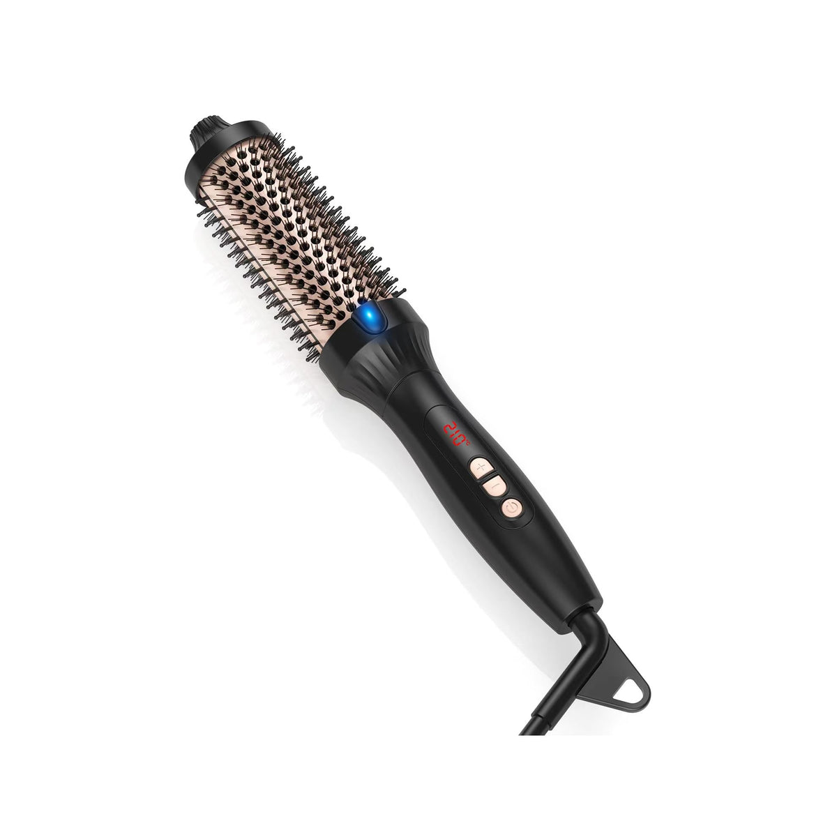 Heated thermal round brush for curling, volumizing and smoothing dry hair