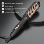Heated thermal round brush with ceramic barrel for fast styling and frizz reduction
