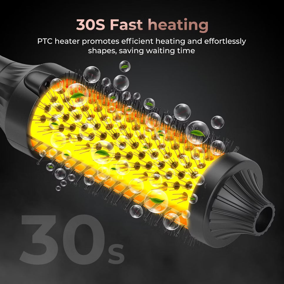 30-second fast heating thermal round brush with ceramic barrel for smooth styling
