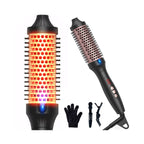 Infrared heated round brush with ceramic barrel for curling, volumizing and smoothing hair