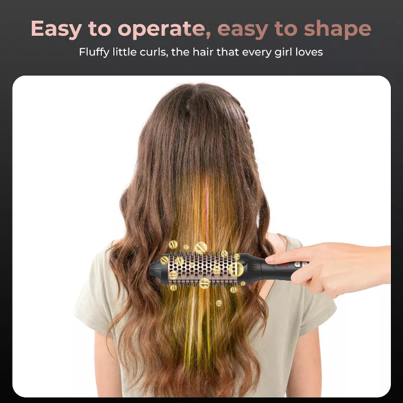 Back view of long hair styled with the infrared heated round brush showing smooth and voluminous results