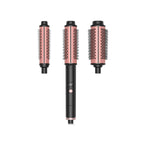 3-in-1 ionic curling wand with three interchangeable ceramic round brush attachments