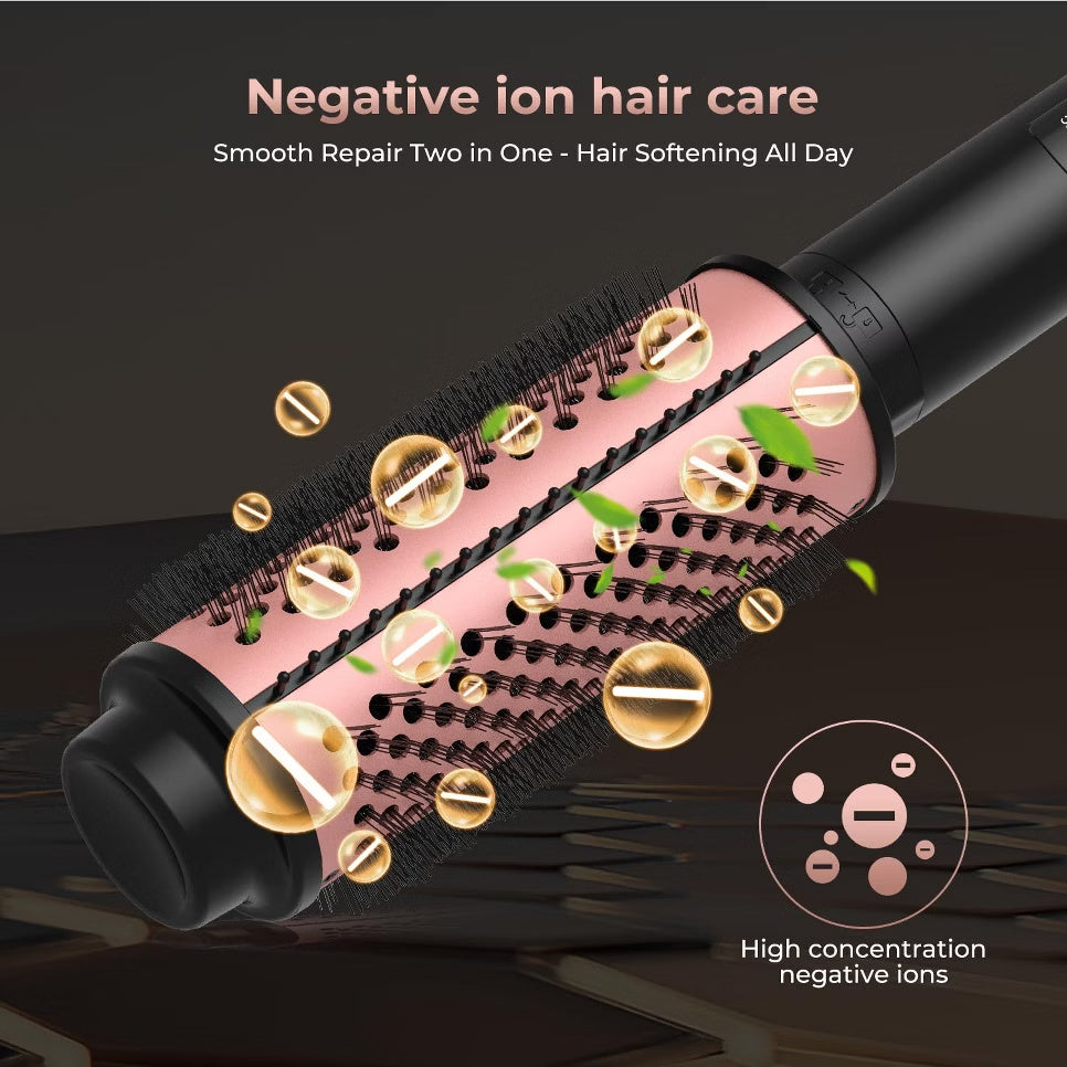 Negative ion technology inside the 3-in-1 ionic curling wand helping reduce frizz and add shine