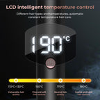 LCD intelligent temperature control with four heat settings for different hair types on the 3-in-1 ionic curling wand