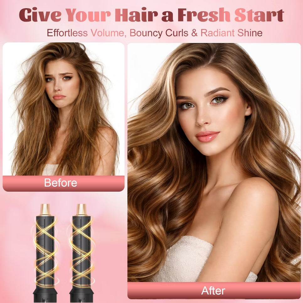 Hair styling results created with the Dryhsip 5-in-1 Ionic Hot Air Brush