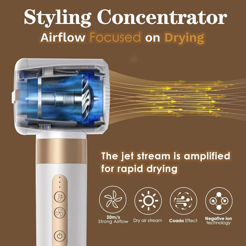 Close-up of the styling concentrator attachment for the 7-in-1 high-speed hair dryer brush with focused airflow