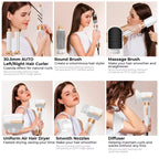 Different hairstyles created using the 7-in-1 ionic hair dryer brush including straight, wavy and curly styles