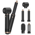 Dryhsip 5-in-1 Ionic Hair Dryer Brush Air Styler in Black with five styling attachments