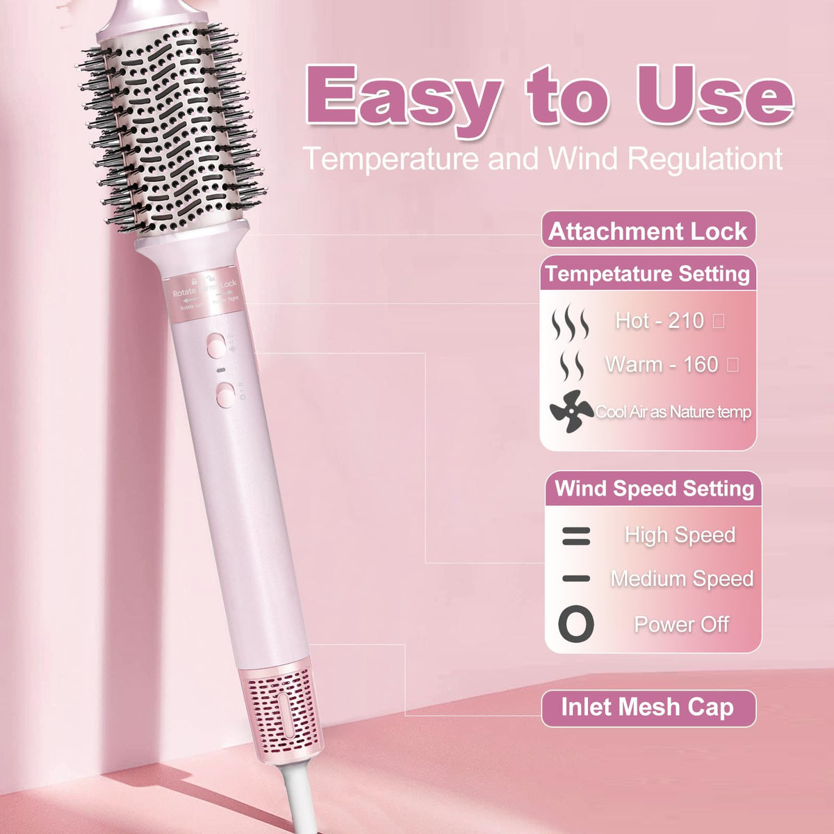 5 in 1 Hair Dryer Brush Set - Pink