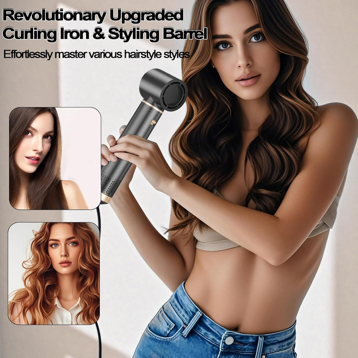 Woman styling hair with the Dryhsip 5-in-1 Ionic Hair Dryer Brush Air Styler