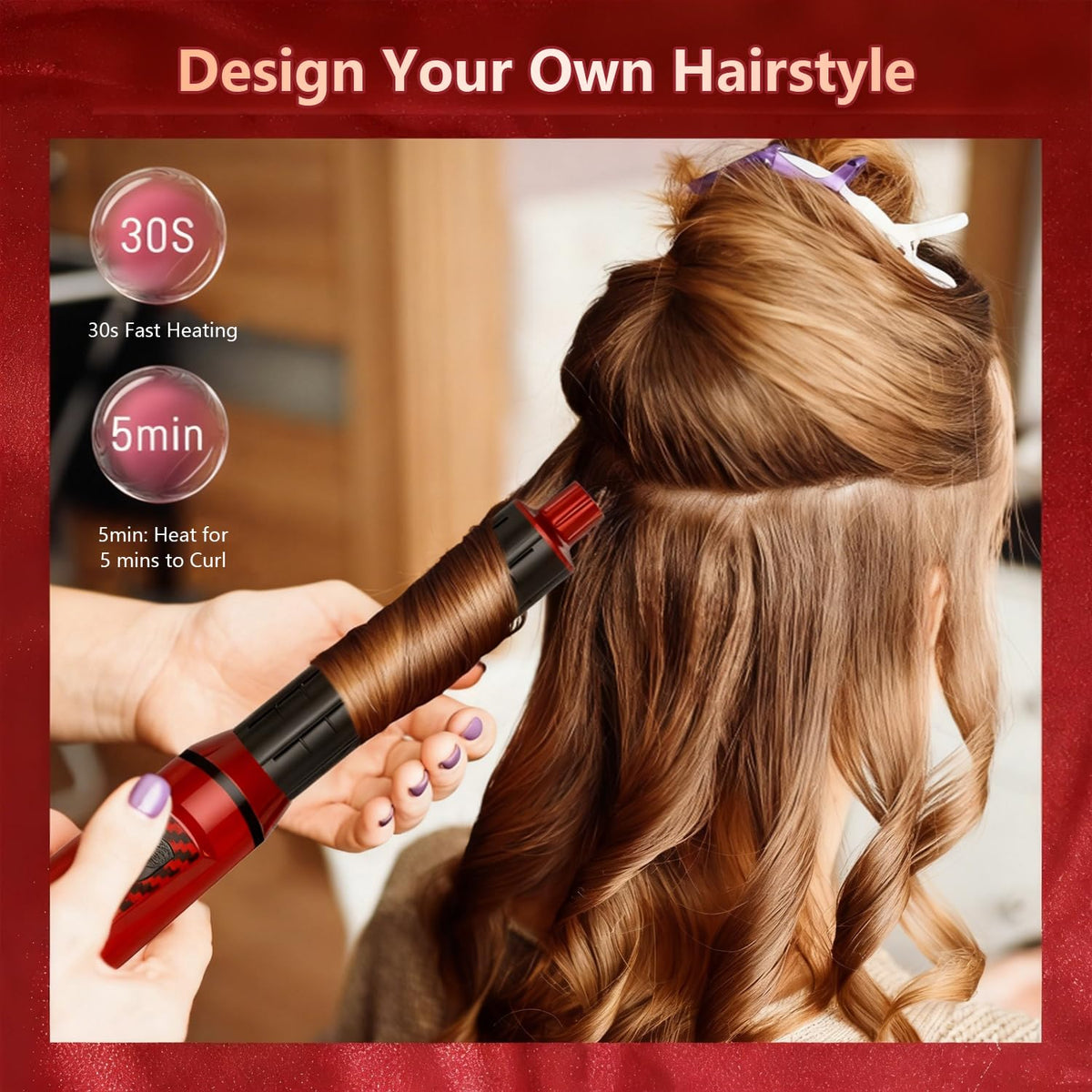 Dryhsip Hair Dryer Brush, 5-in-1 Hot Air Brush-Red