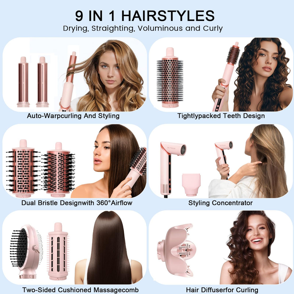 9 in 1 Hair Styler Set - Pink